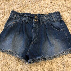 We The Free Shorts Women's Sz XL Paper bag Denim Button Fly High Waist